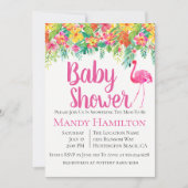 Floral Flamingo Tropical Baby shower Invitation Kaart (Voorkant)
