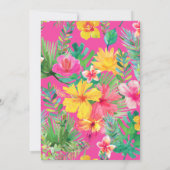 Floral Flamingo Tropical Baby shower Invitation Kaart (Achterkant)