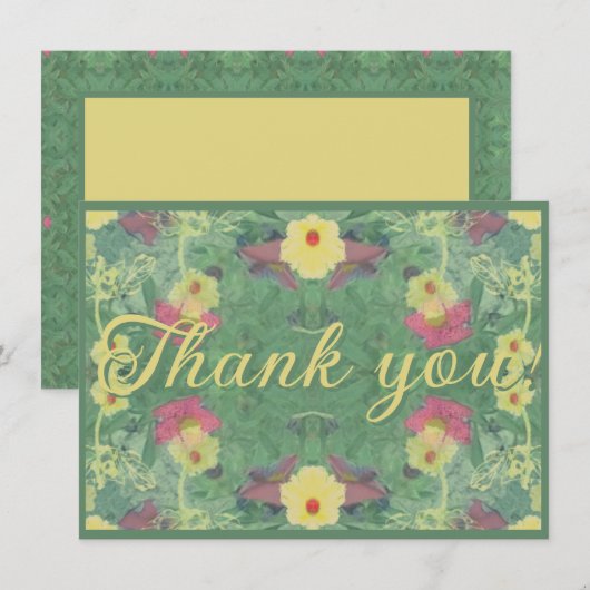 Floral Flat Bedankt. Bedankkaart (Voorkant / Achterkant)