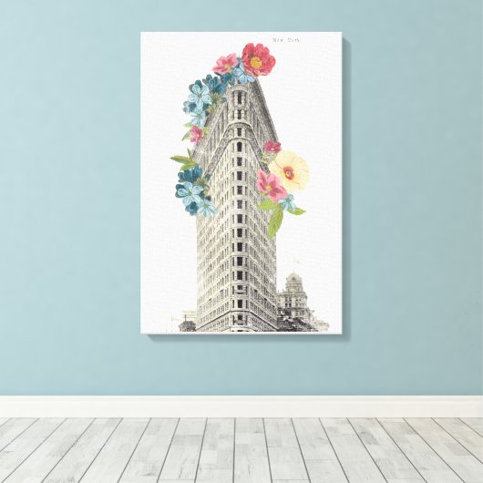 Floral Flat Iron | New York, NY Canvas Afdruk (Insitu (Houten vloer))