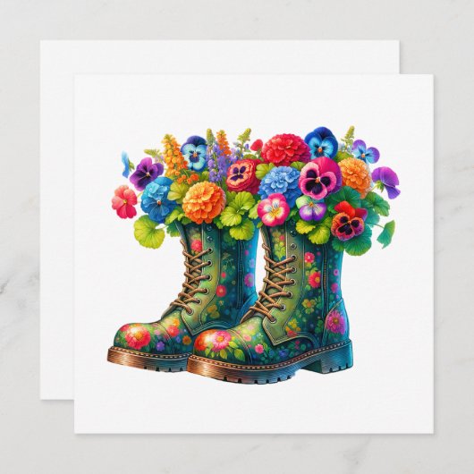 Floral Flat Note Kaart en kunst aan Lijst Notitiekaartje (Voorkant / Achterkant)