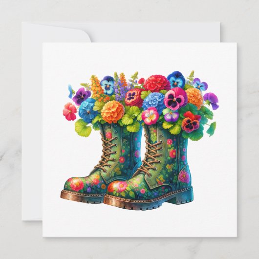 Floral Flat Note Kaart en kunst aan Lijst Notitiekaartje (Voorkant)