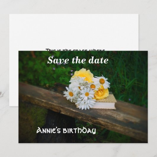 Floral Flat Save De Datum Kaart (Voorkant / Achterkant)