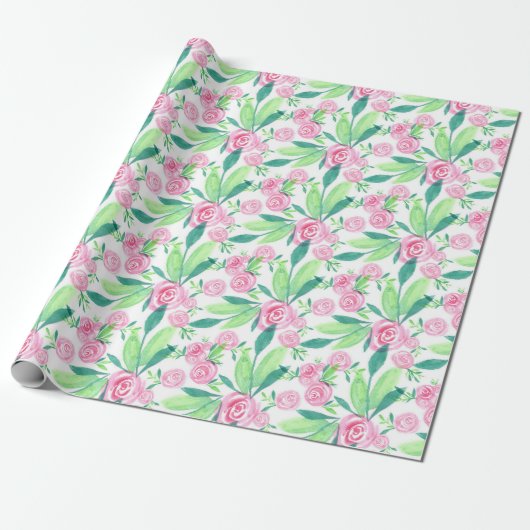 Floral-flessenpapier voor de Waterverf La Rosa Cadeaupapier (Uitgerold)
