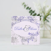  Floral Fleur De Lis Lavendar Wedding Kaart (Staand voorkant)