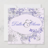 Floral Fleur De Lis Lavendar Wedding Kaart (Voorkant)