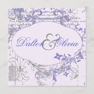  Floral Fleur De Lis Lavendar Wedding Kaart