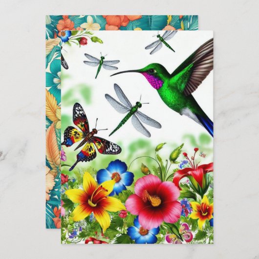 Floral Flight Symfonie Bedankkaart (Voorkant / Achterkant)