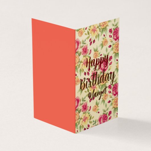 Floral Flourish Birthday wenst kleurrijk Kaart (Buitenkant)