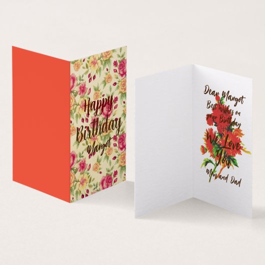 Floral Flourish Birthday wenst kleurrijk Kaart (Binnen en buitenkant)