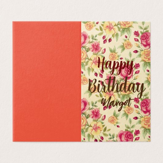 Floral Flourish Birthday wenst kleurrijk Kaart (Buitenkant ongevouwen)