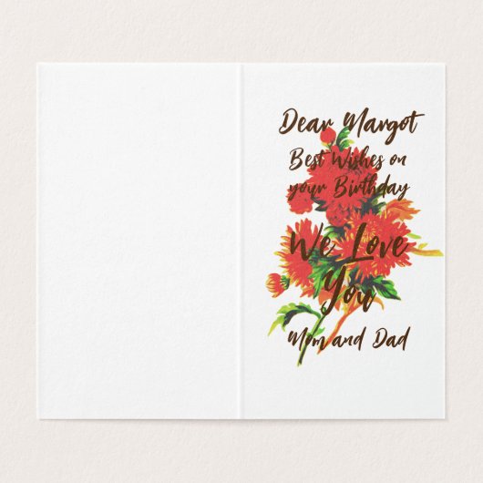 Floral Flourish Birthday wenst kleurrijk Kaart (Binnenkant ongevouwen)