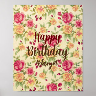 Floral Flourish Birthday wenst kleurrijk Poster