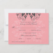  Floral Flourish Charcoal Pink RSVP-kaart RSVP Kaartje (Voorkant)