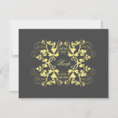 Floral Flourish Charcoal Yellow RSVP-kaart RSVP Kaartje (Achterkant)