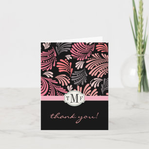 Floral Flourish Monogram Dank je Bedankkaart