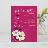  Floral Flourish Monogram | fuchsia Kaart (Staand voorkant)