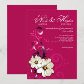  Floral Flourish Monogram | fuchsia Kaart (Voorkant / Achterkant)