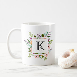 Floral Flourish Monogram Koffiemok