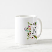 Floral Flourish Monogram Koffiemok (Voorkant rechts)