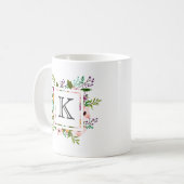 Floral Flourish Monogram Koffiemok (Voorkant links)
