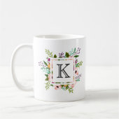 Floral Flourish Monogram Koffiemok (Links)