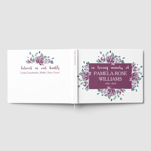 Floral Flourish Personalized Funeral Guest Book Gastenboek (Volledig)