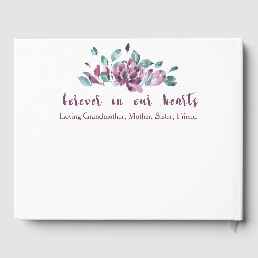 Floral Flourish Personalized Funeral Guest Book Gastenboek (Achterkant)