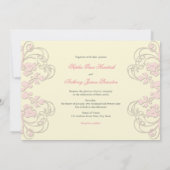 Floral Flourish Pink Wedding Invitation Kaart (Achterkant)