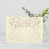 Floral Flourish Pink Wedding Invitation Kaart (Staand voorkant)