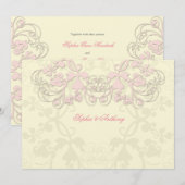 Floral Flourish Pink Wedding Invitation Kaart (Voorkant / Achterkant)
