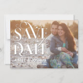 Floral Flourish Typography Save the Date Photo Magnetische Uitnodiging (Voorkant)