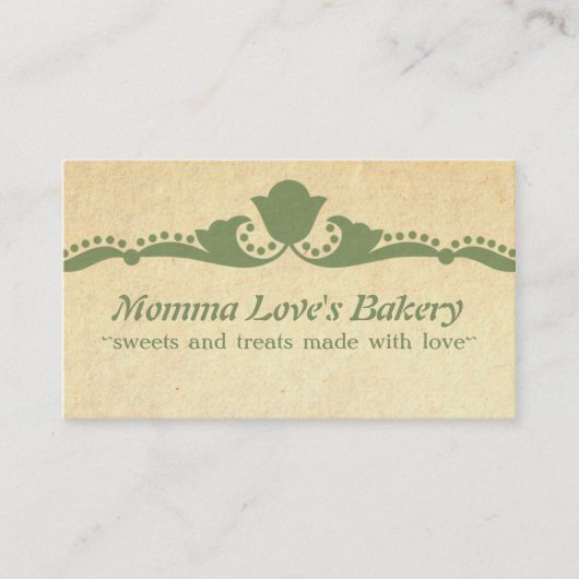 Floral Flourish Visitekaartje, groen Contactkaartje (Voorkant)