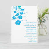 Floral Flourish Wedding Invitation (blauw / wit) Kaart (Staand voorkant)