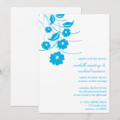 Floral Flourish Wedding Invitation (blauw / wit) Kaart (Voorkant / Achterkant)