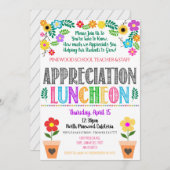 Floral Flower Appreciation Luncheon Invite Kaart (Voorkant / Achterkant)