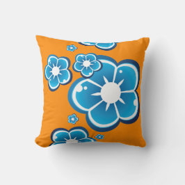 Floral Flower Blue Oranje Pattern Kussen