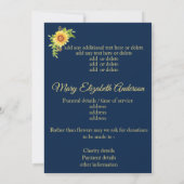 Floral Flower Death and Funeral Announcement Blue  Aankondiging (Achterkant)