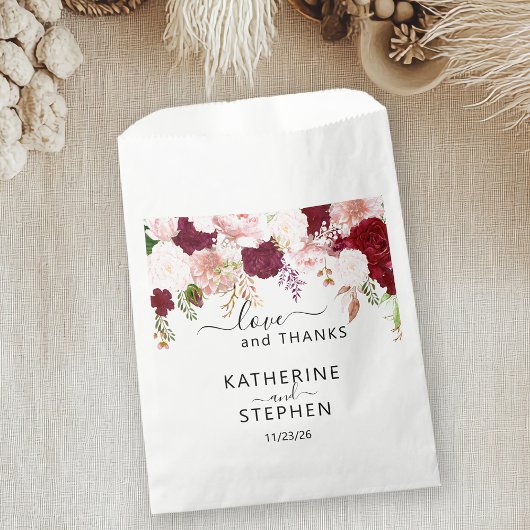 Floral Flower Favor Wedding Blush Burgundy Bedankzakje