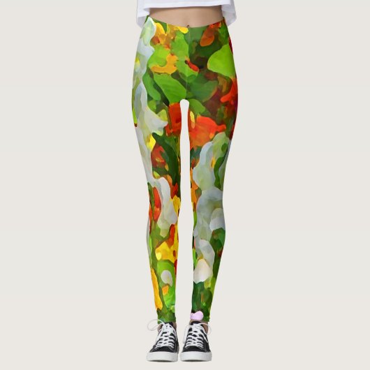 Floral Flower Garden Abstracte Pattern Leggings (Voorkant)
