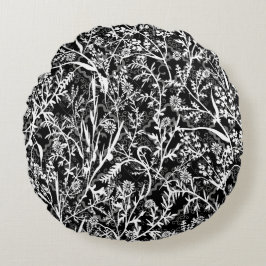 Floral Flower Grayscale Rond Kussen