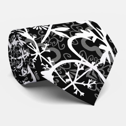 Floral Flower Grayscale Stropdas (Opgerold)