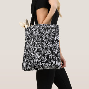 Floral Flower Grayscale Tote Bag