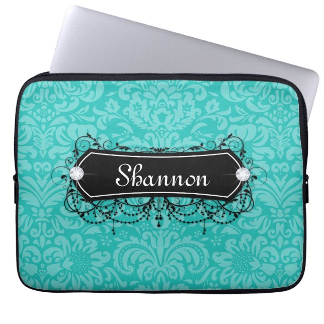 Floral Flower Laptop Hoesje Cool Monogram  Laptop Sleeve (Voorkant)