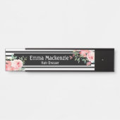 Floral Flowers Black and White Kantoor DeurSign Deurbordje (Voorkant)