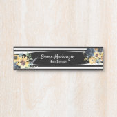 Floral Flowers Black and White Kantoor DeurSign Deurbordje (Voorkant)