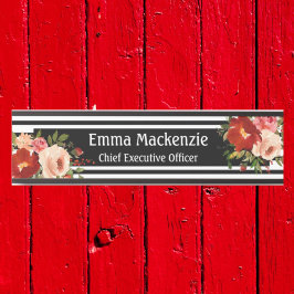 Floral Flowers Black and White Kantoor DeurSign Deurbordje