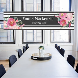 Floral Flowers Black and White Kantoor DeurSign Deurbordje