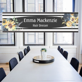 Floral Flowers Black and White Kantoor DeurSign Deurbordje