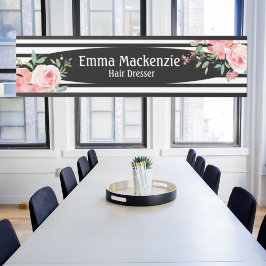 Floral Flowers Black and White Kantoor DeurSign Deurbordje